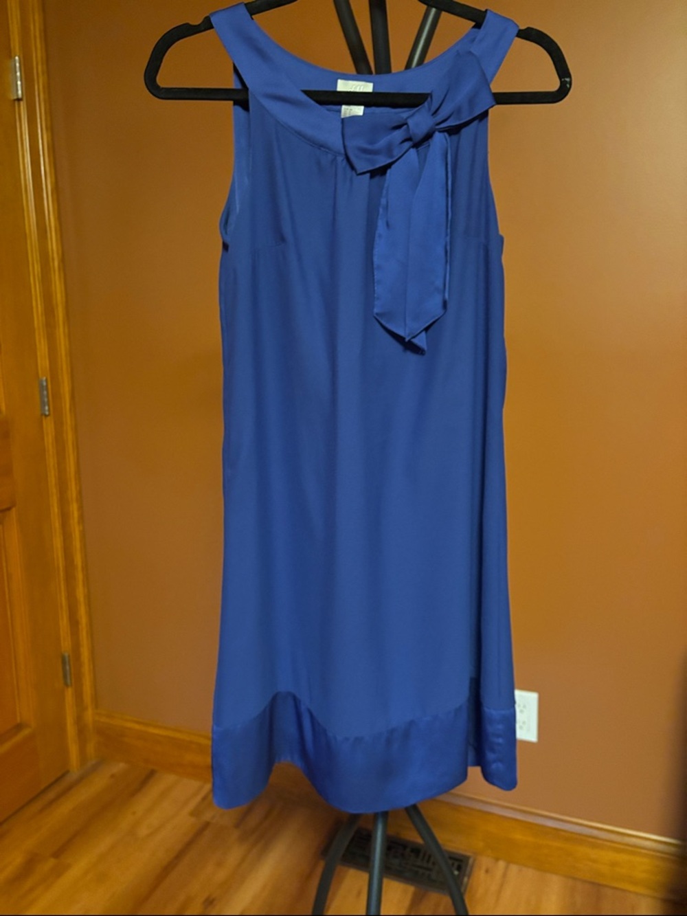 H&M Cobalt Blue Sleeveless Mini Dress with Satin Bow & Trim Accent